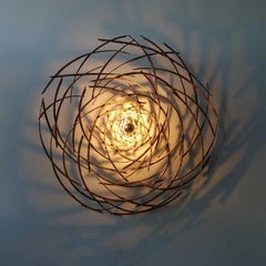 Large Gilded Metal Aerial and Round Wall Mounted Light