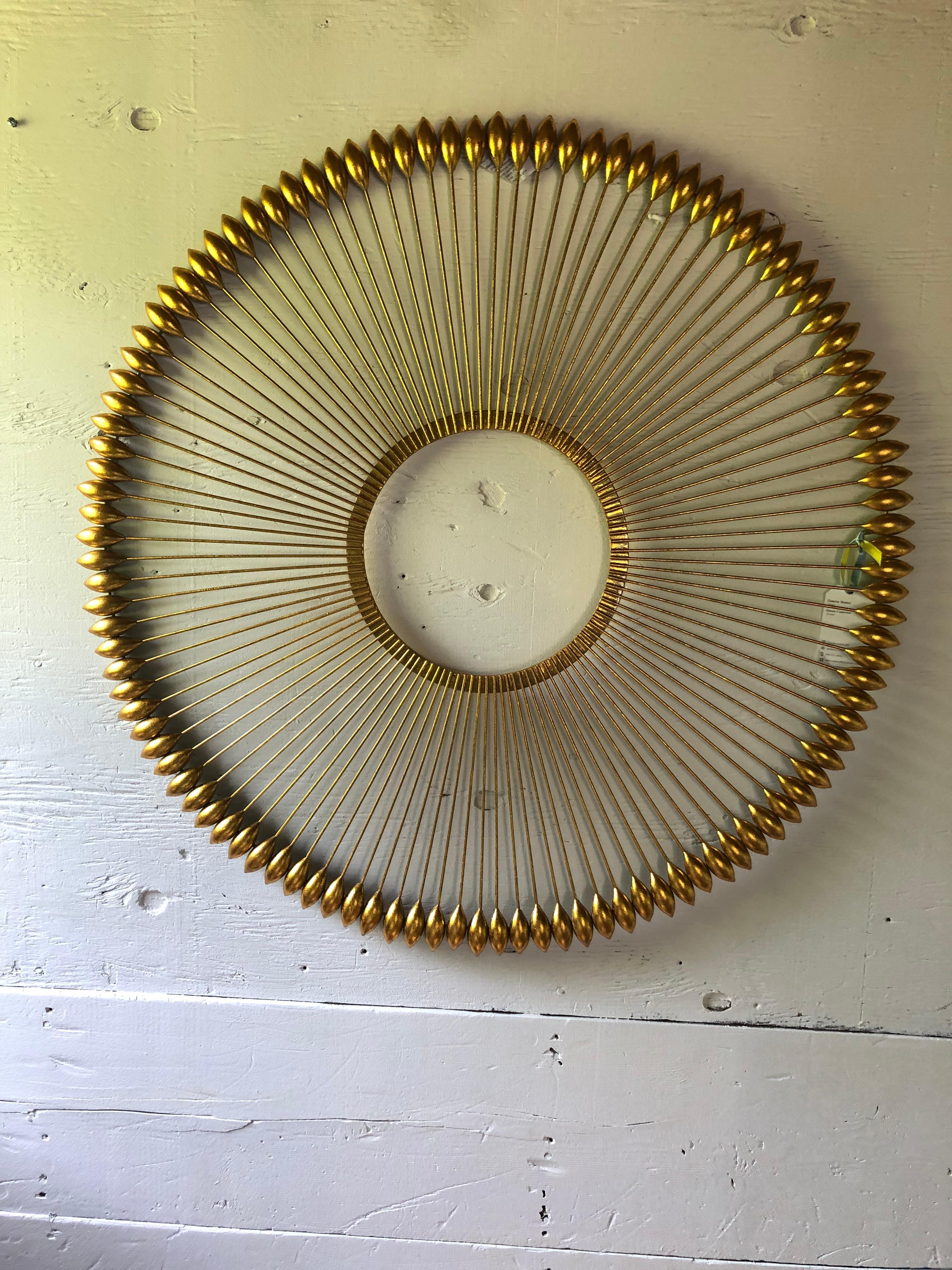 American Large Gilded Metal Arrow Motif Round Wall Sculpture For Sale