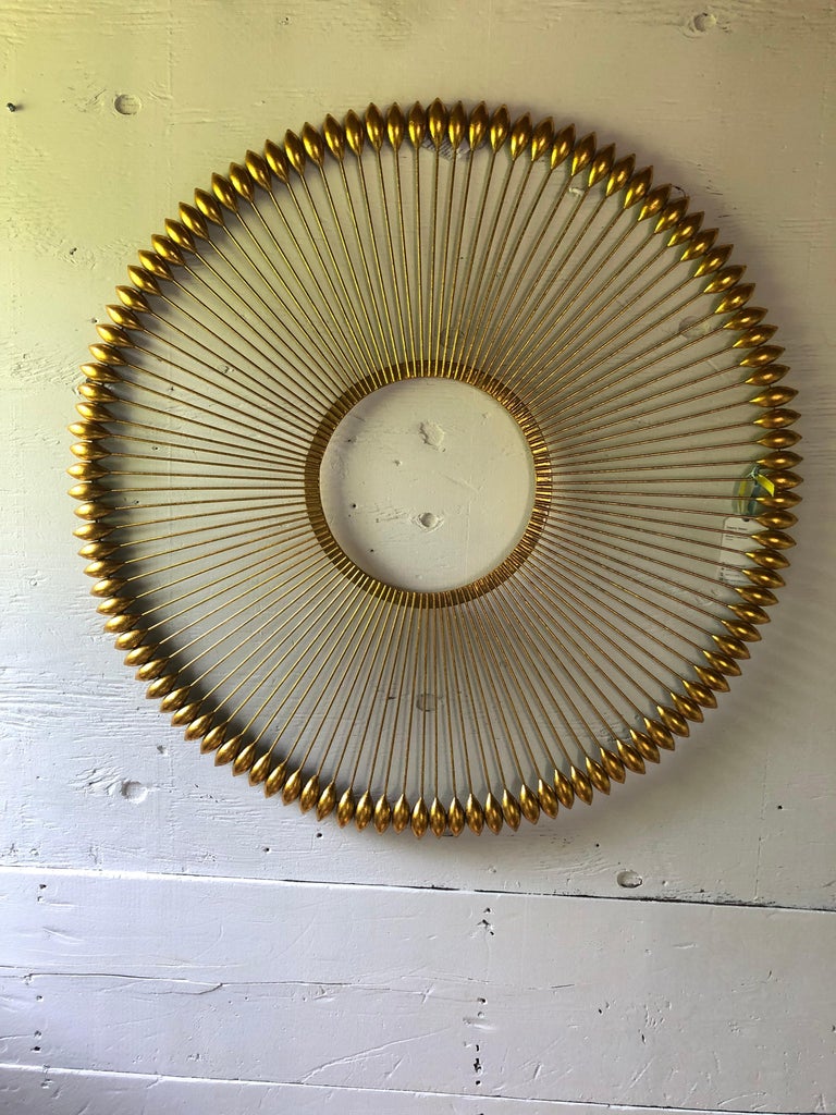 Large Gilded Metal Arrow Motif Round Wall Sculpture For Sale at 1stDibs