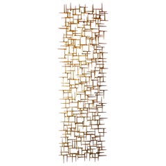 Large Gilded Metal Rectangular Wall Sculpture by American Artist Del Williams