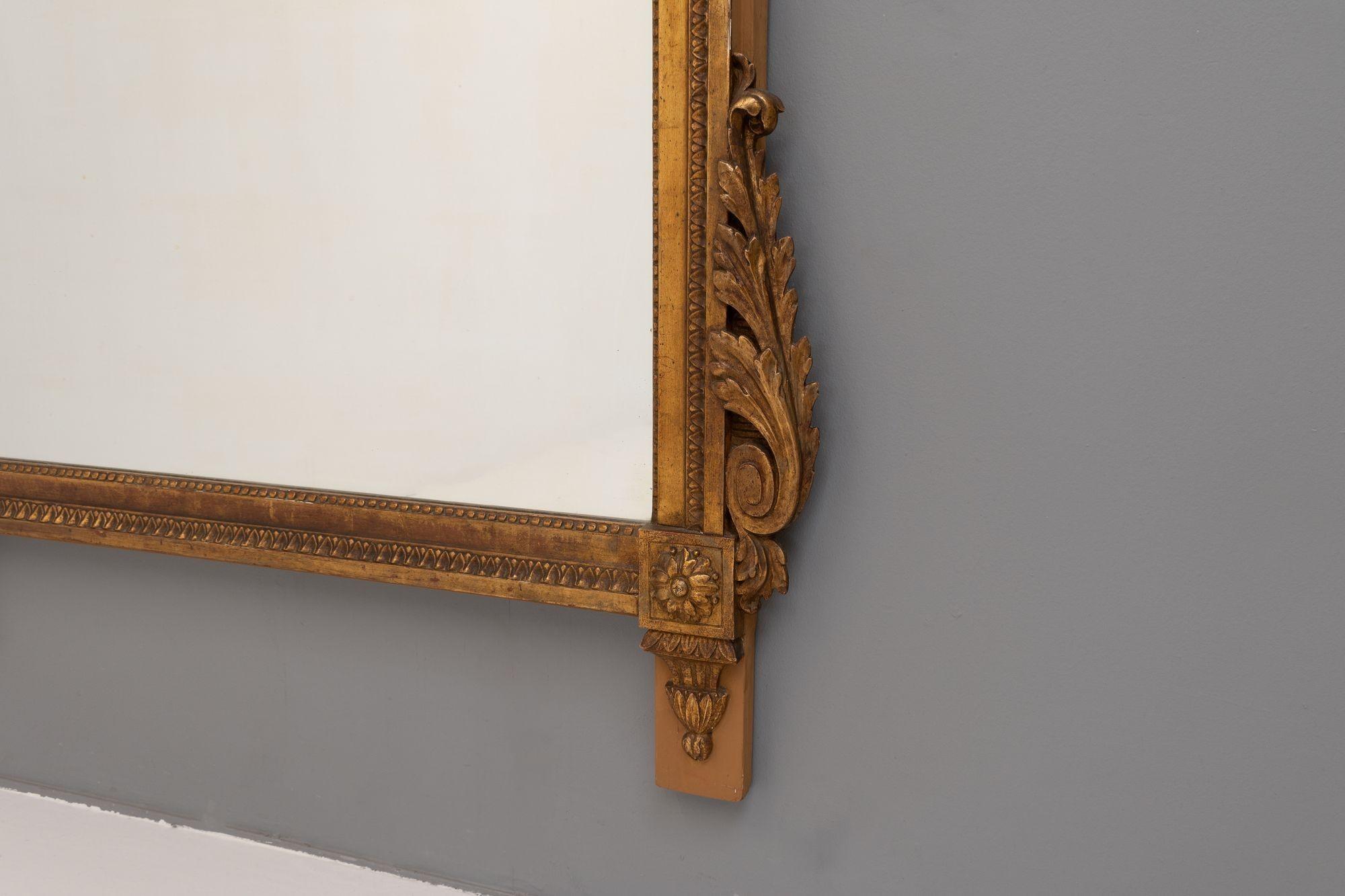 Plaster Large Gilded Mirror For Sale