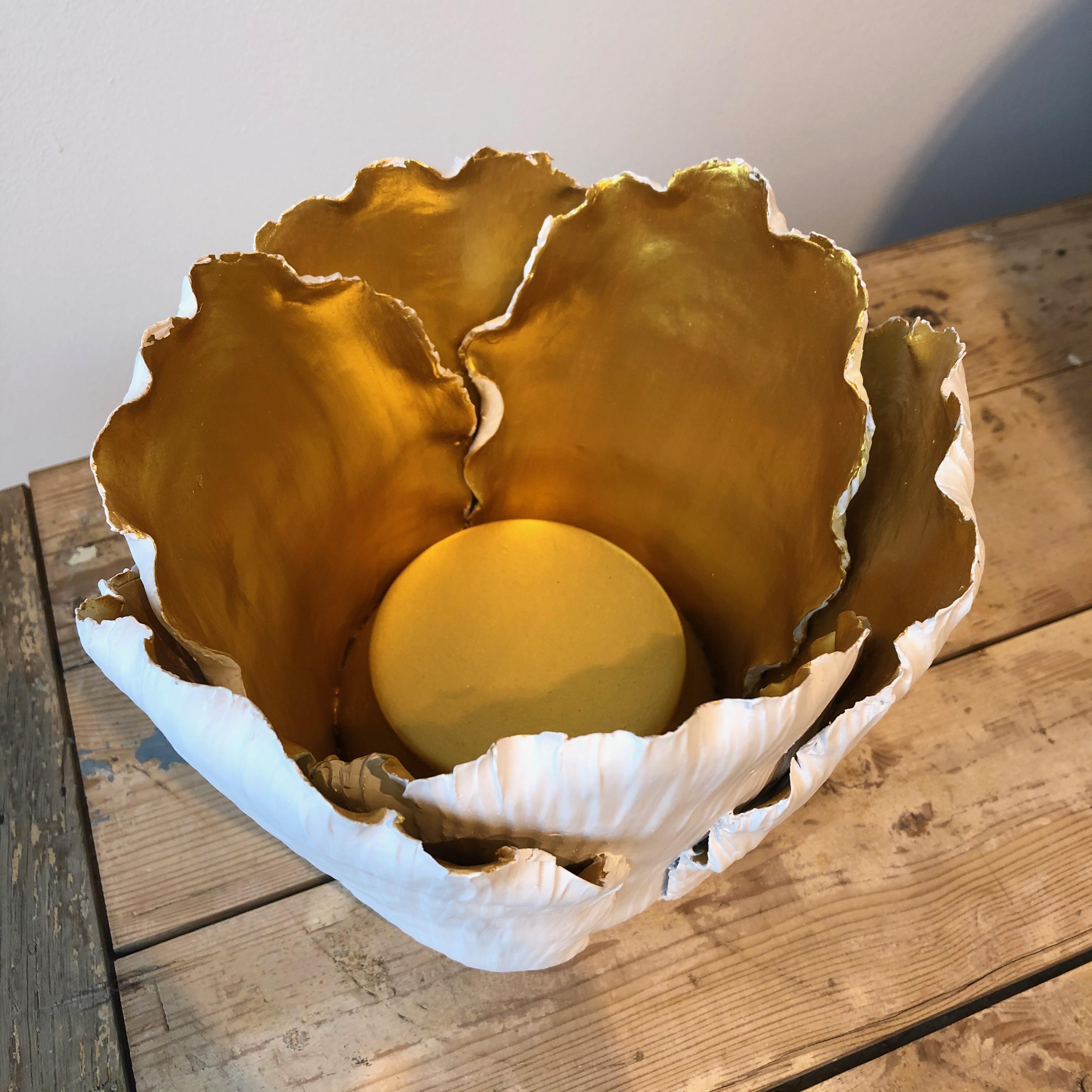 Gilt Large Gilded Porcelain Tulip Votive For Sale
