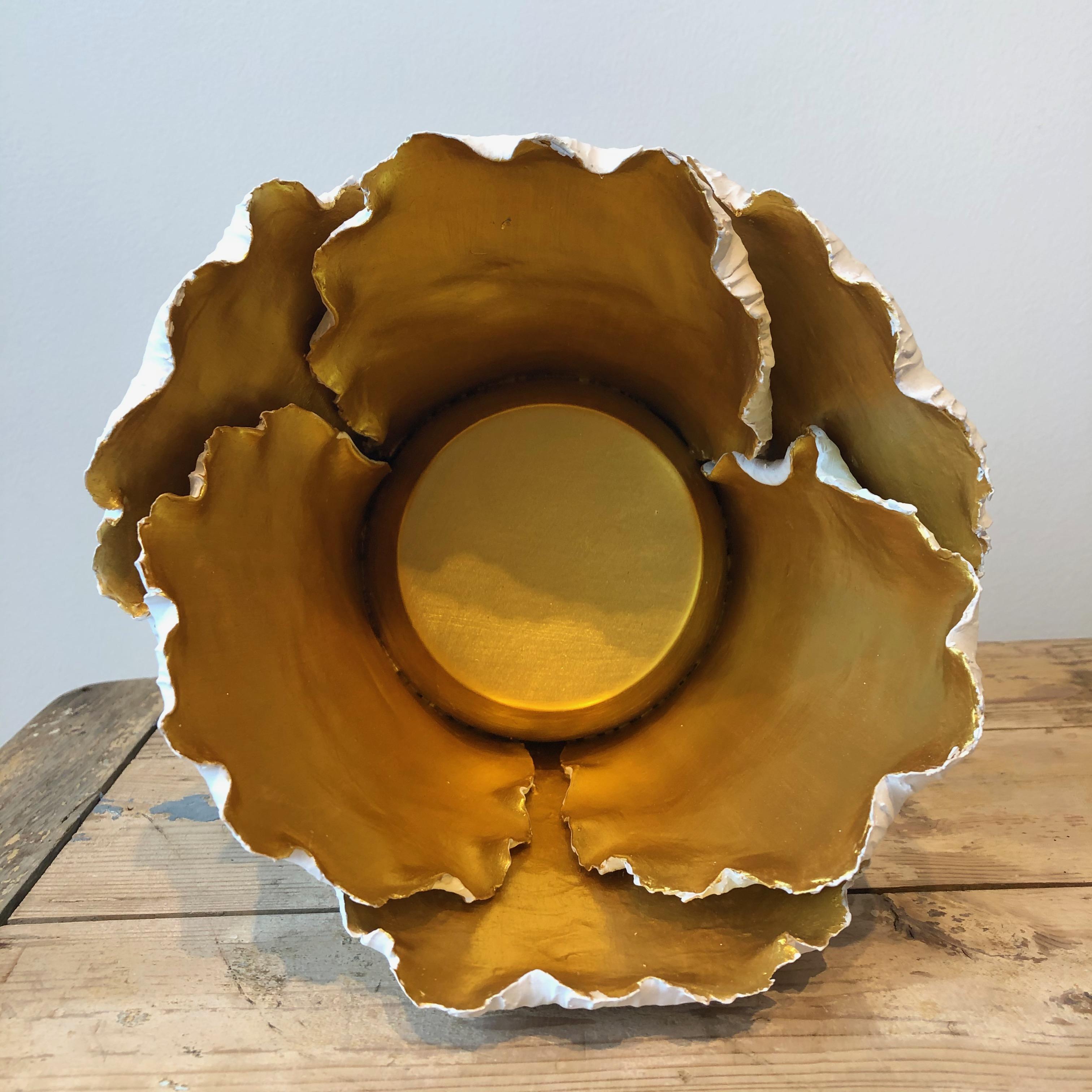 Large Gilded Porcelain Tulip Votive For Sale 1