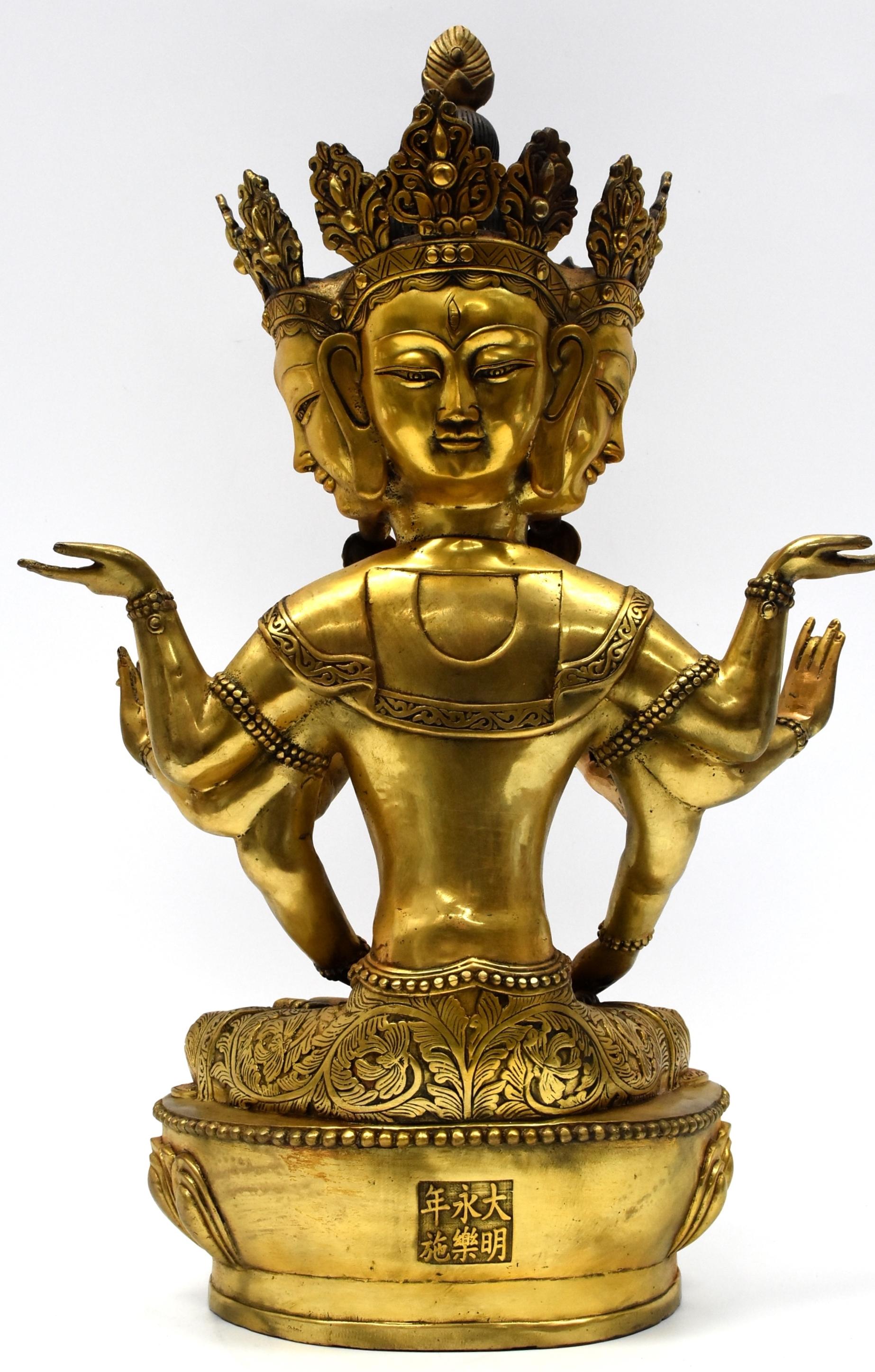 Large Gilt Bronze Tibetan Buddha Statue Vasundhara For Sale 14