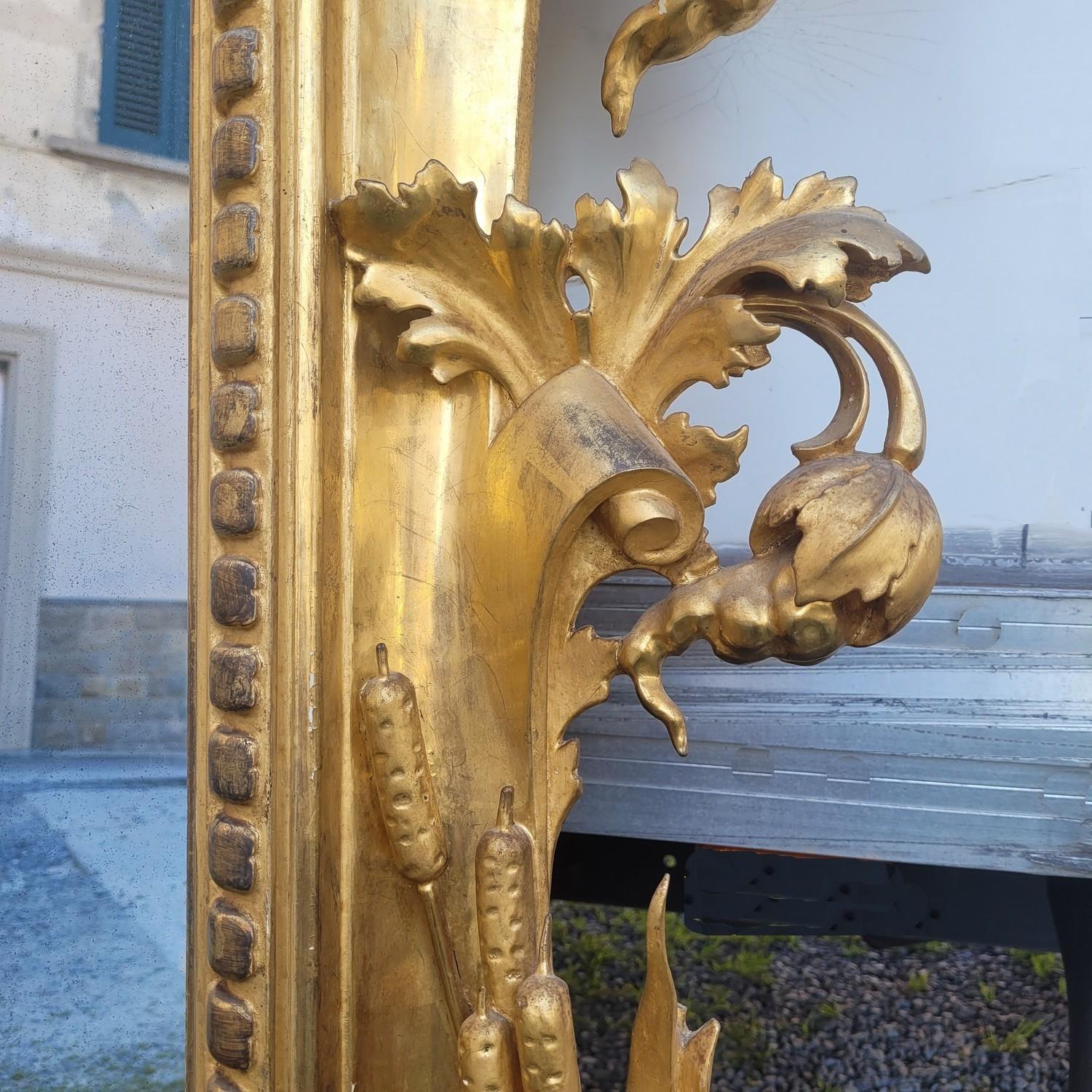 Grande specchio in Wood dorato, Toscana, metà del XIX secolo in vendita 5