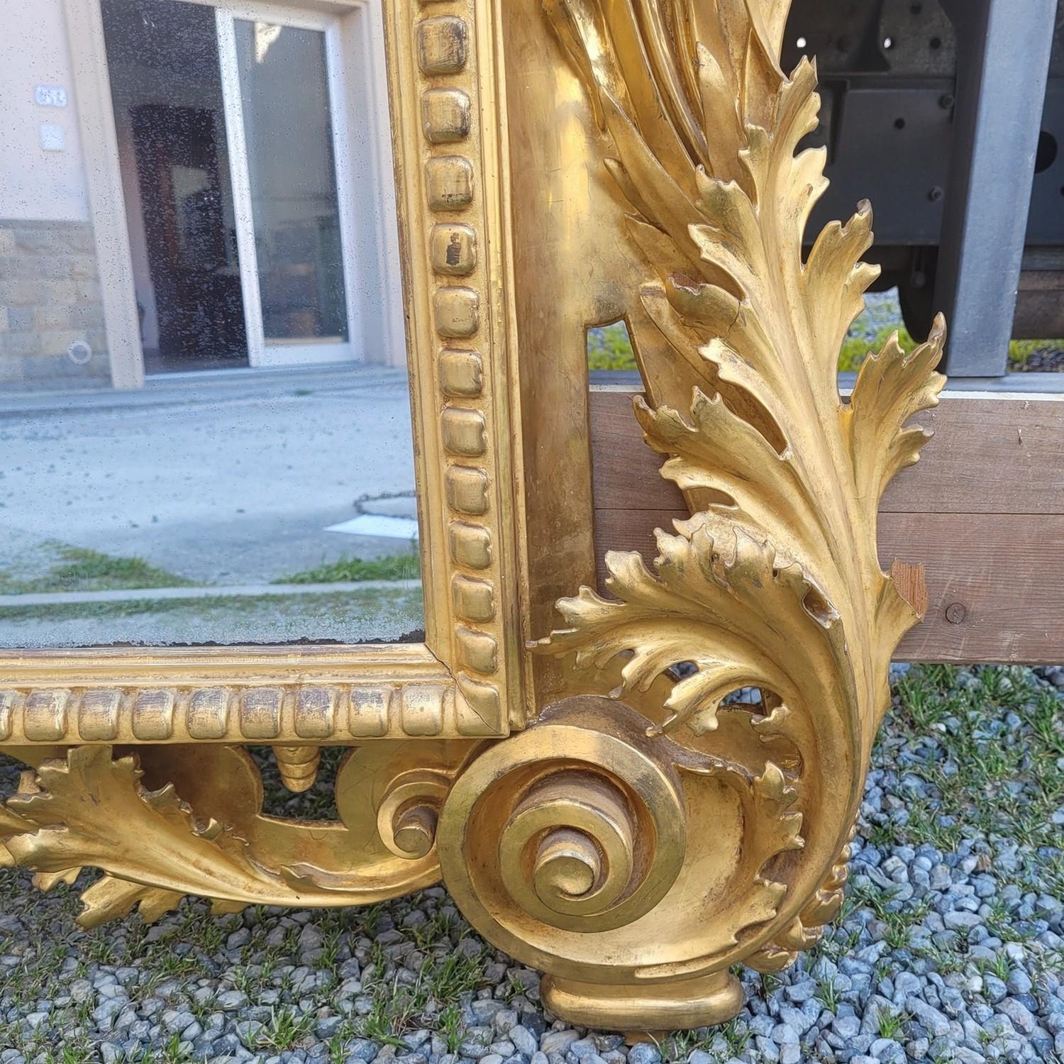 Grande specchio in Wood dorato, Toscana, metà del XIX secolo in vendita 6