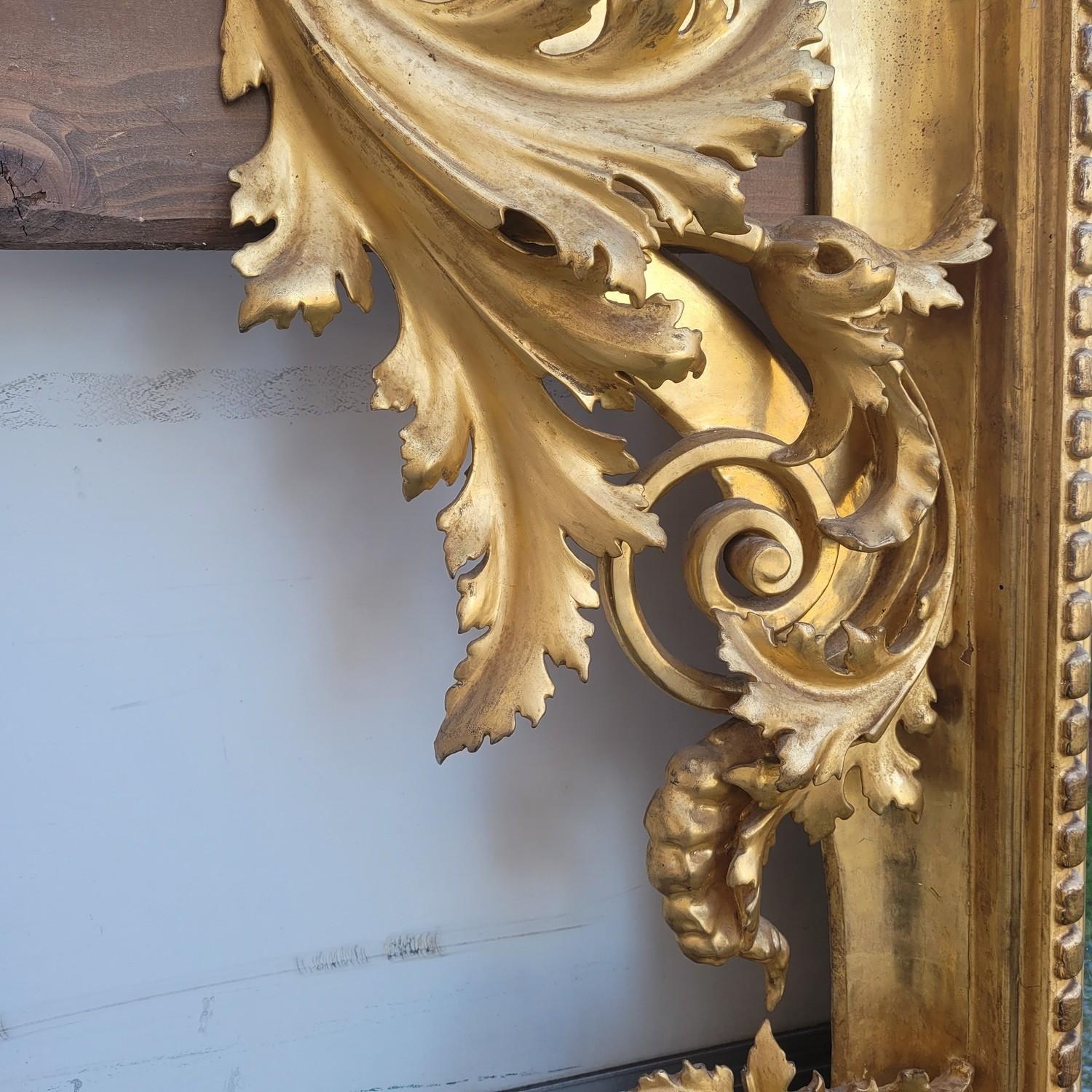 Grande specchio in Wood dorato, Toscana, metà del XIX secolo in vendita 10
