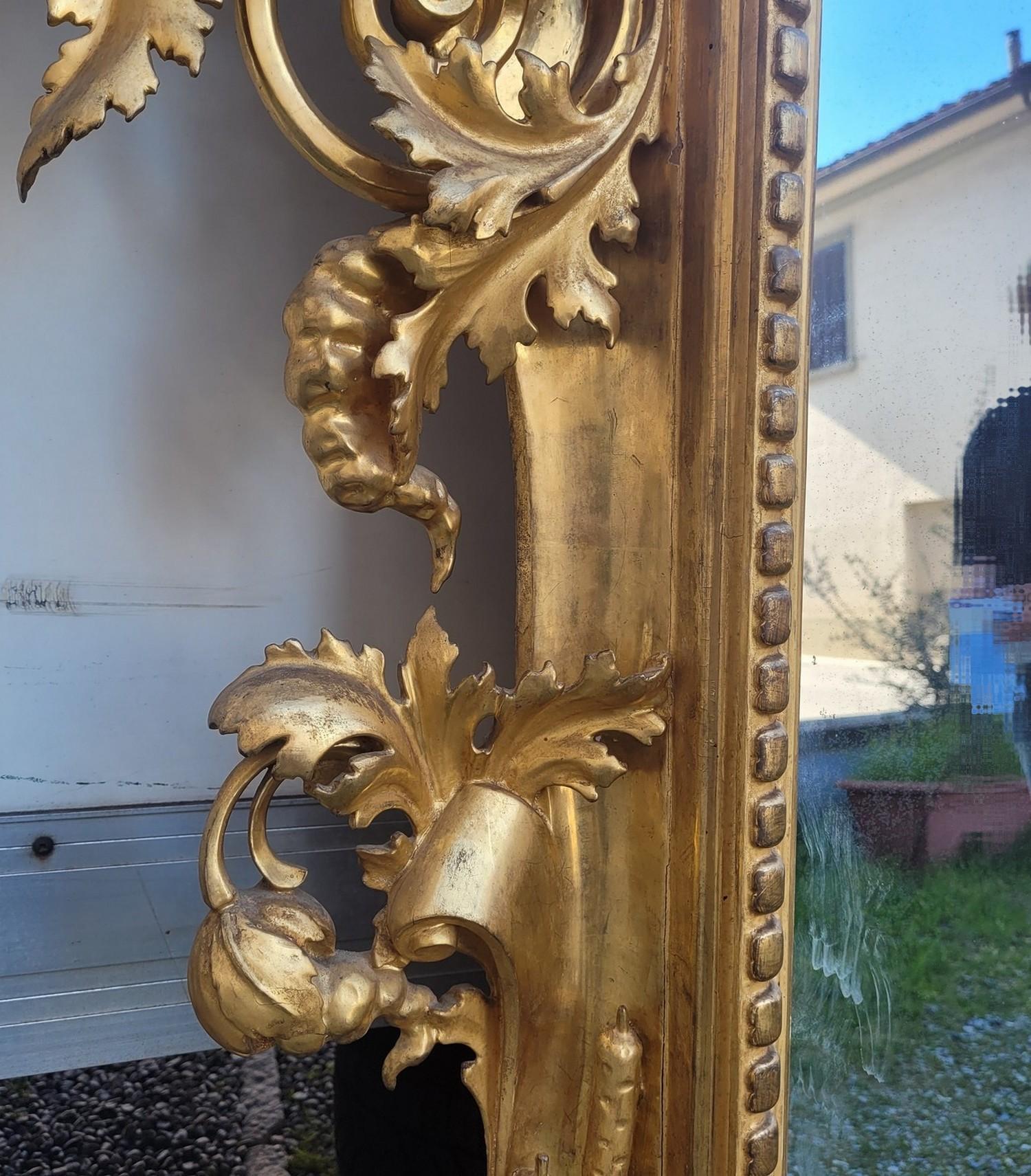 Grande specchio in Wood dorato, Toscana, metà del XIX secolo in vendita 11