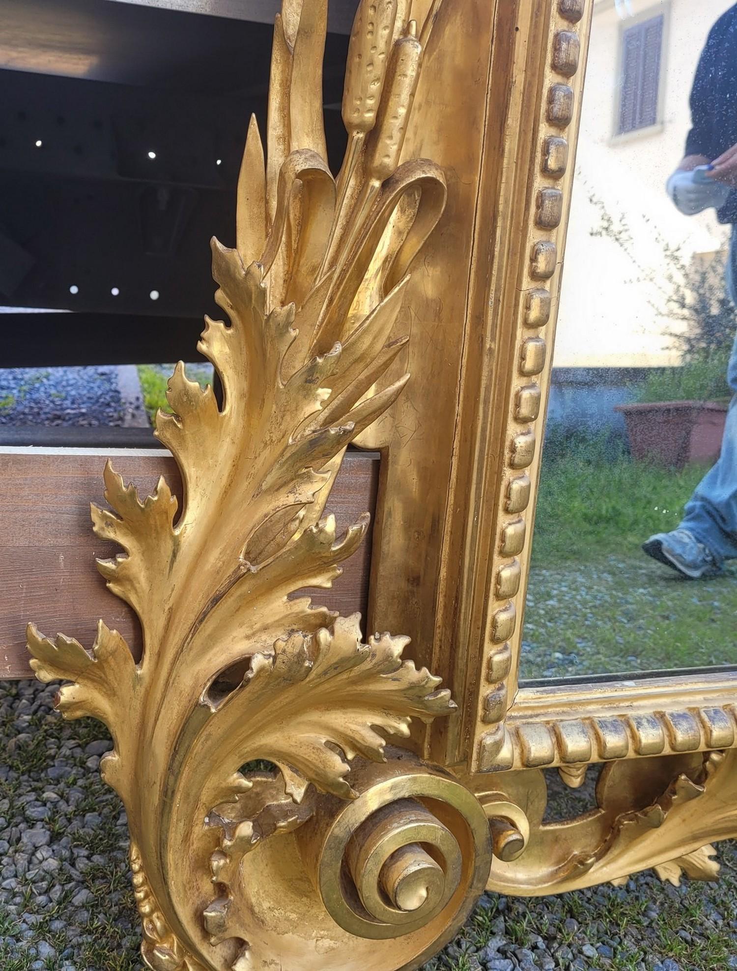 Grande specchio in Wood dorato, Toscana, metà del XIX secolo in vendita 12