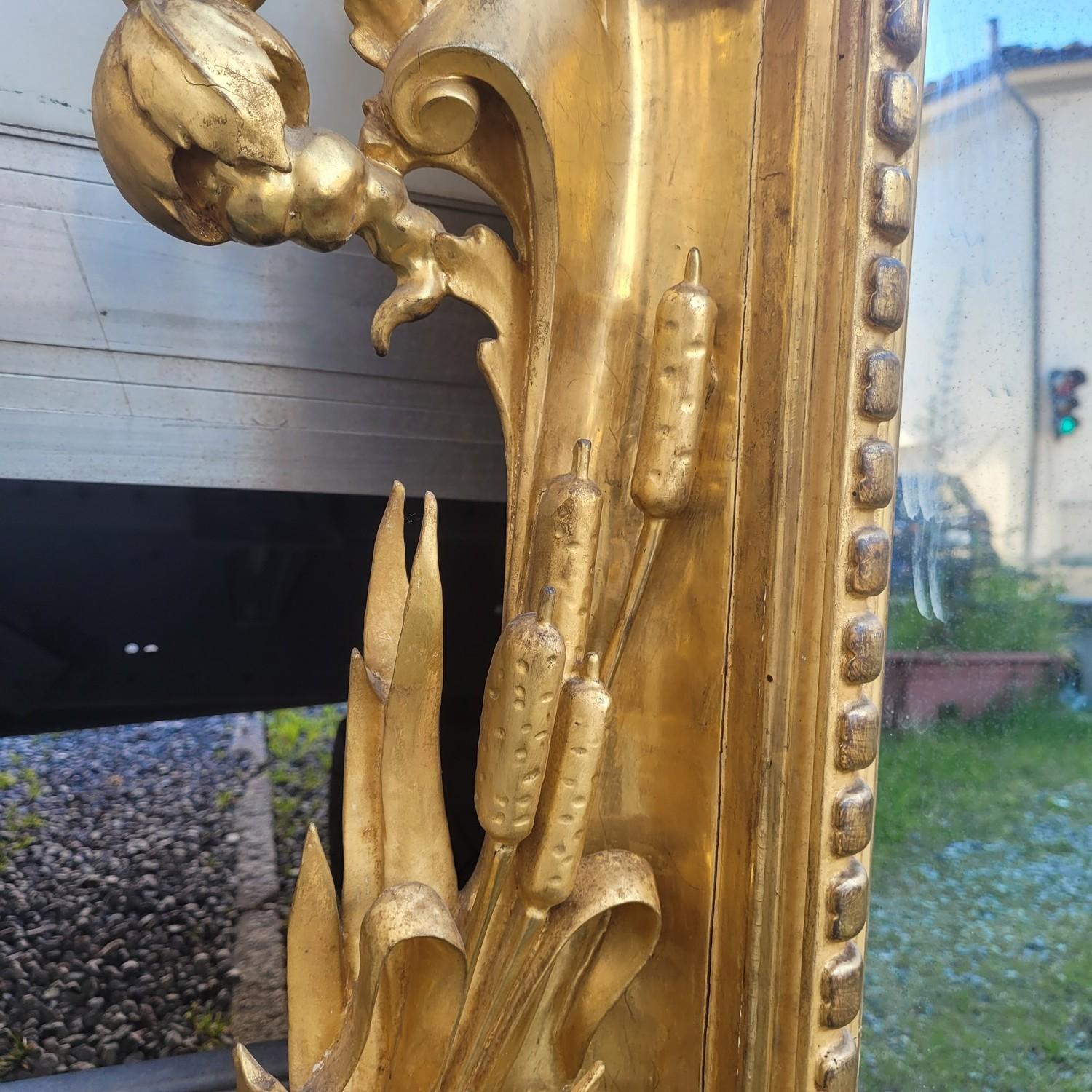 Grande specchio in Wood dorato, Toscana, metà del XIX secolo in vendita 13