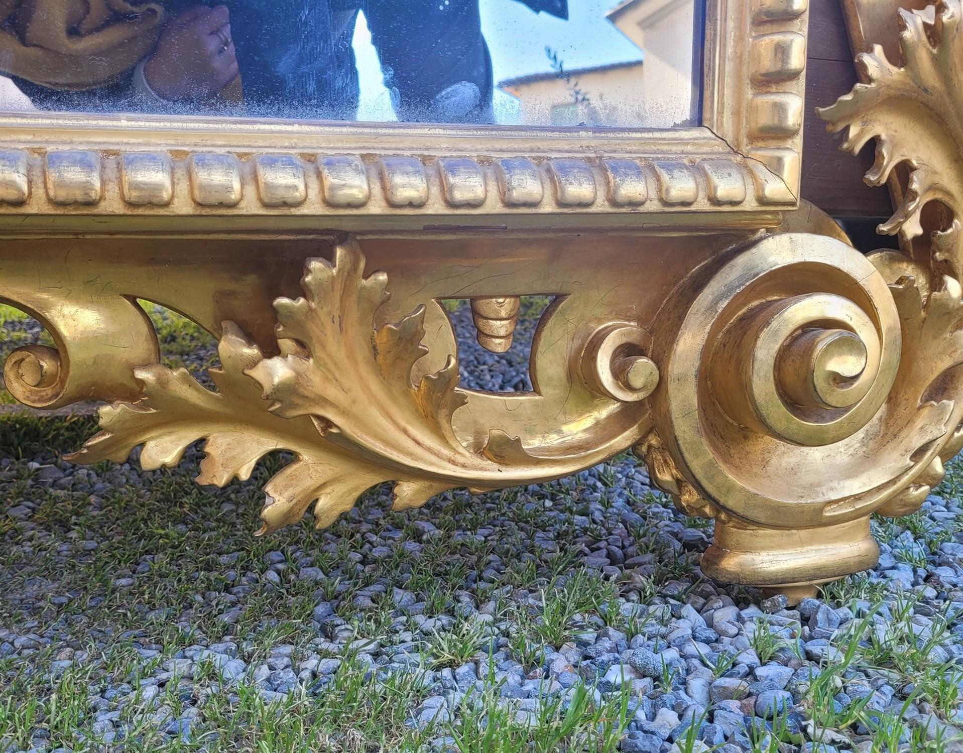 Rococò Grande specchio in Wood dorato, Toscana, metà del XIX secolo in vendita