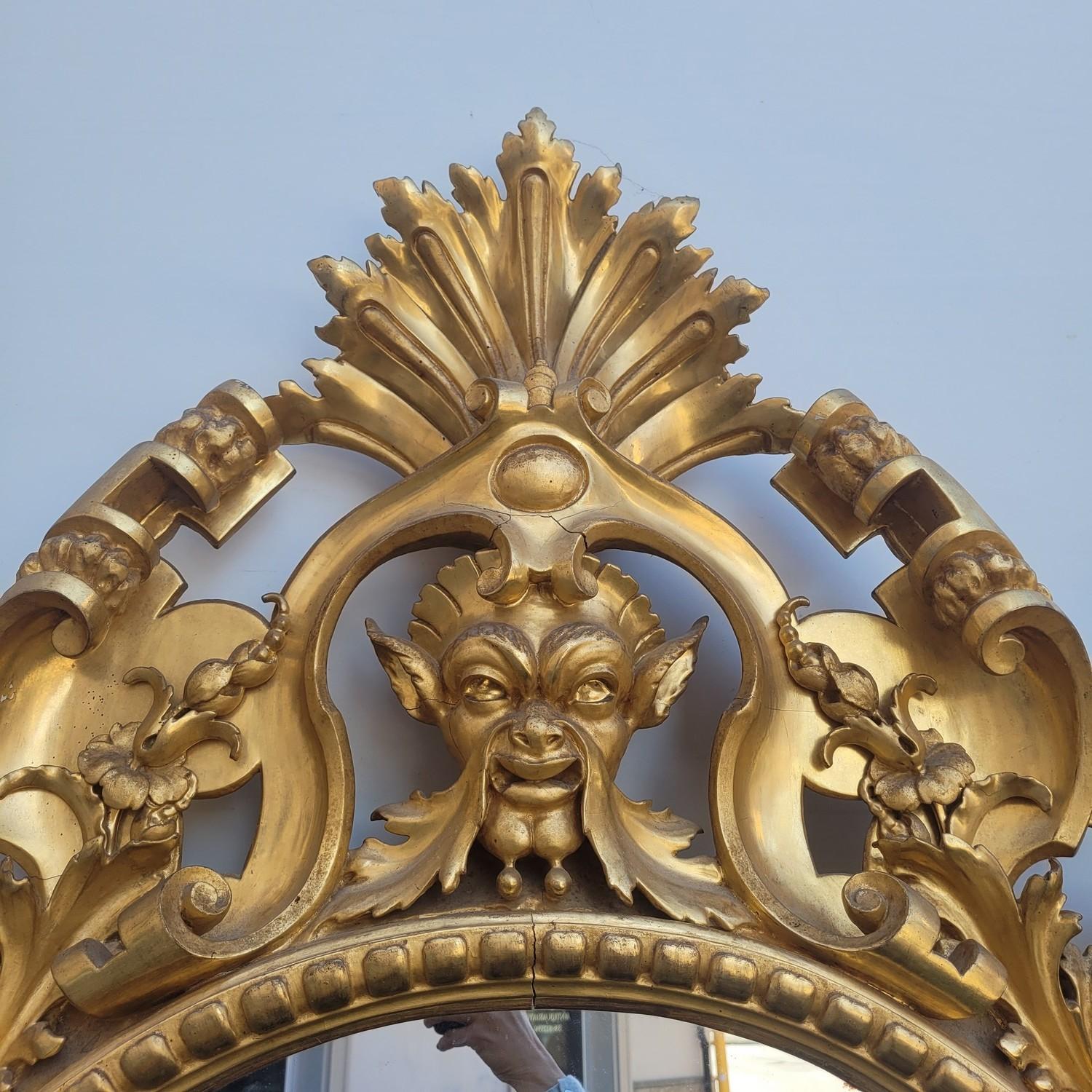 Italiano Grande specchio in Wood dorato, Toscana, metà del XIX secolo in vendita
