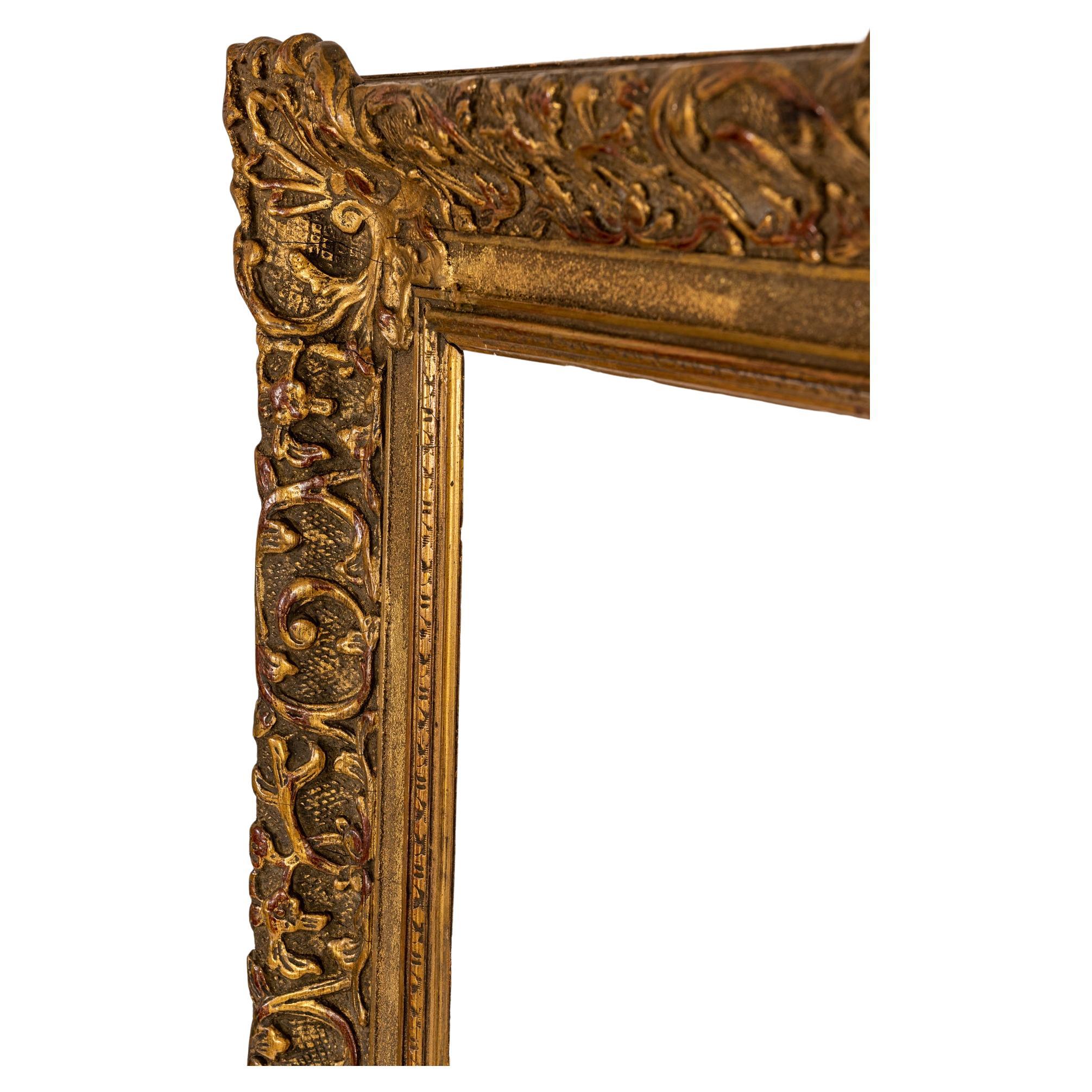 19th Century Large Gilded Wooden Antique Frame For Sale