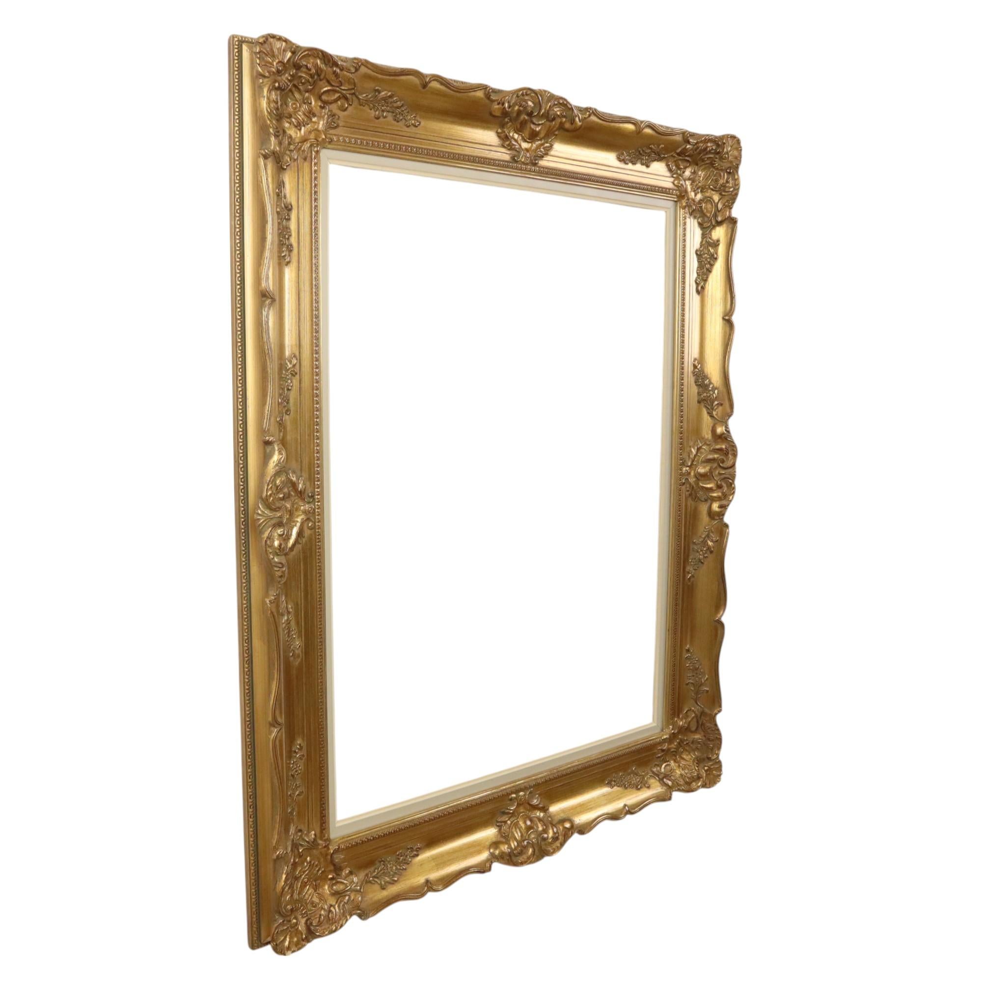 Large Gilded Wooden Baroque Frame XL Classic 104x84cm For Sale 8