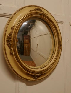 Early 20th Century Gilt and Cream French Convex Wall Mirror, 20\"
