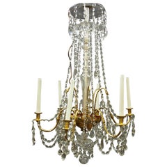 Large Gilt Brass and Glass Chandelier