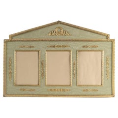 Large Gilt Brass and Green Fabric Photo Frame, Napoleon III Period, Empire Style
