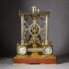 Large Gilt-Brass Automaton Clock with Barometer, Paris, Circa 1880
