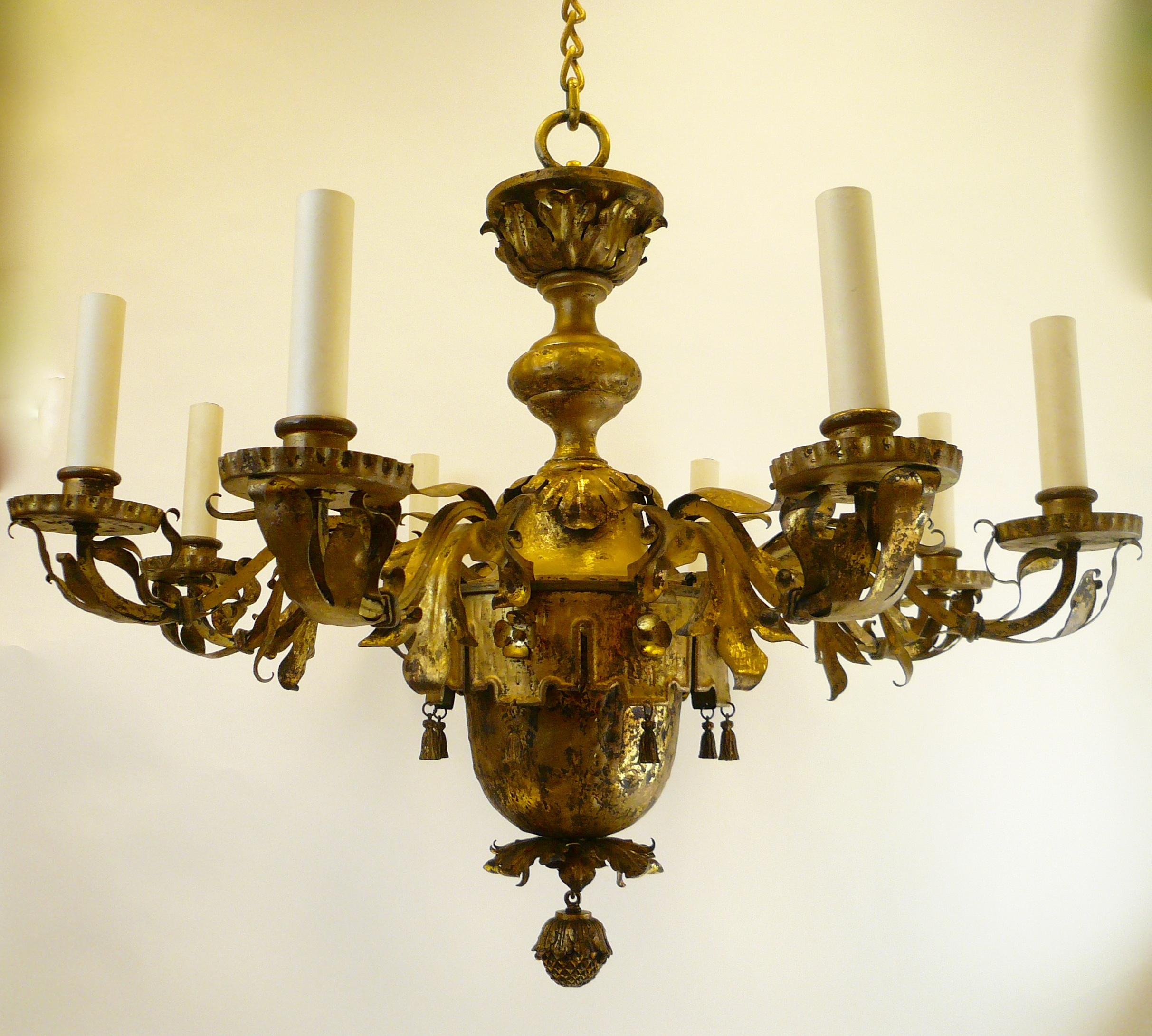 Large Gilt Brass Baroque Style Eight-Arm Chandelier 2