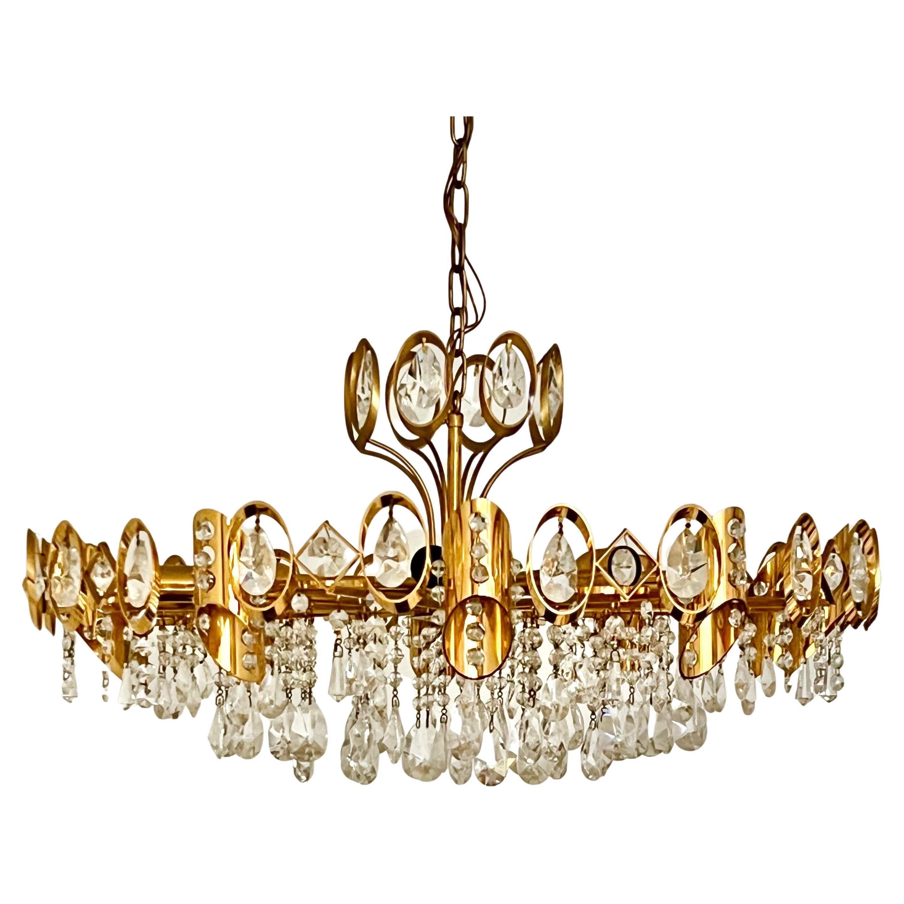 Large Gilt Brass Chandelier attributed to Palwa of Austria For Sale