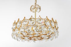 1 of 4 Large Gilt Brass Chandelier, Sciolari Design by Palwa, Germany, 1970s