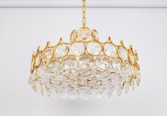 Large Gilt Brass Chandelier, Sciolari Design by Palwa, Germany, 1970s