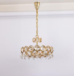 Large Gilt Brass Chandelier, Sciolari Design by Palwa, Germany, 1970s