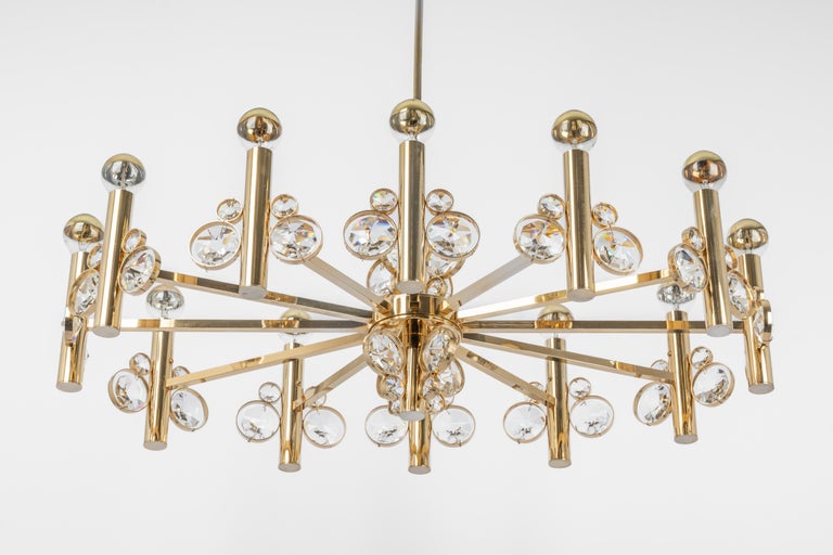 Large Gilt Brass Chandelier, Sciolari Design by Palwa, Germany, 1970s ...