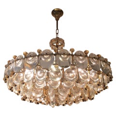 Large Gilt Brass & Crystal Chandelier by Gaetano Sciolari for Palwa, Italy 1960s