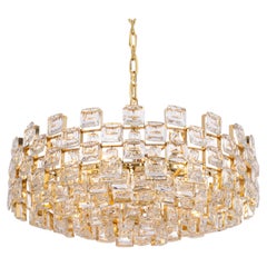 Large Gilt Brass Crystal Chandelier by Palwa, Sciolari Design, Germany, 1970s