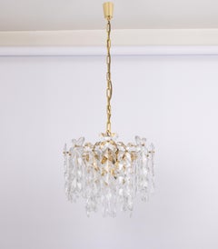 Grand lustre en laiton doré et cristal « Palma », Kalmar, Autriche, années 1970