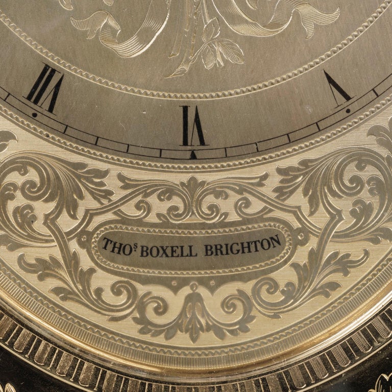 Large Gilt Brass Engraved Oval Table Clock by Thomas Cole For Sale at ...