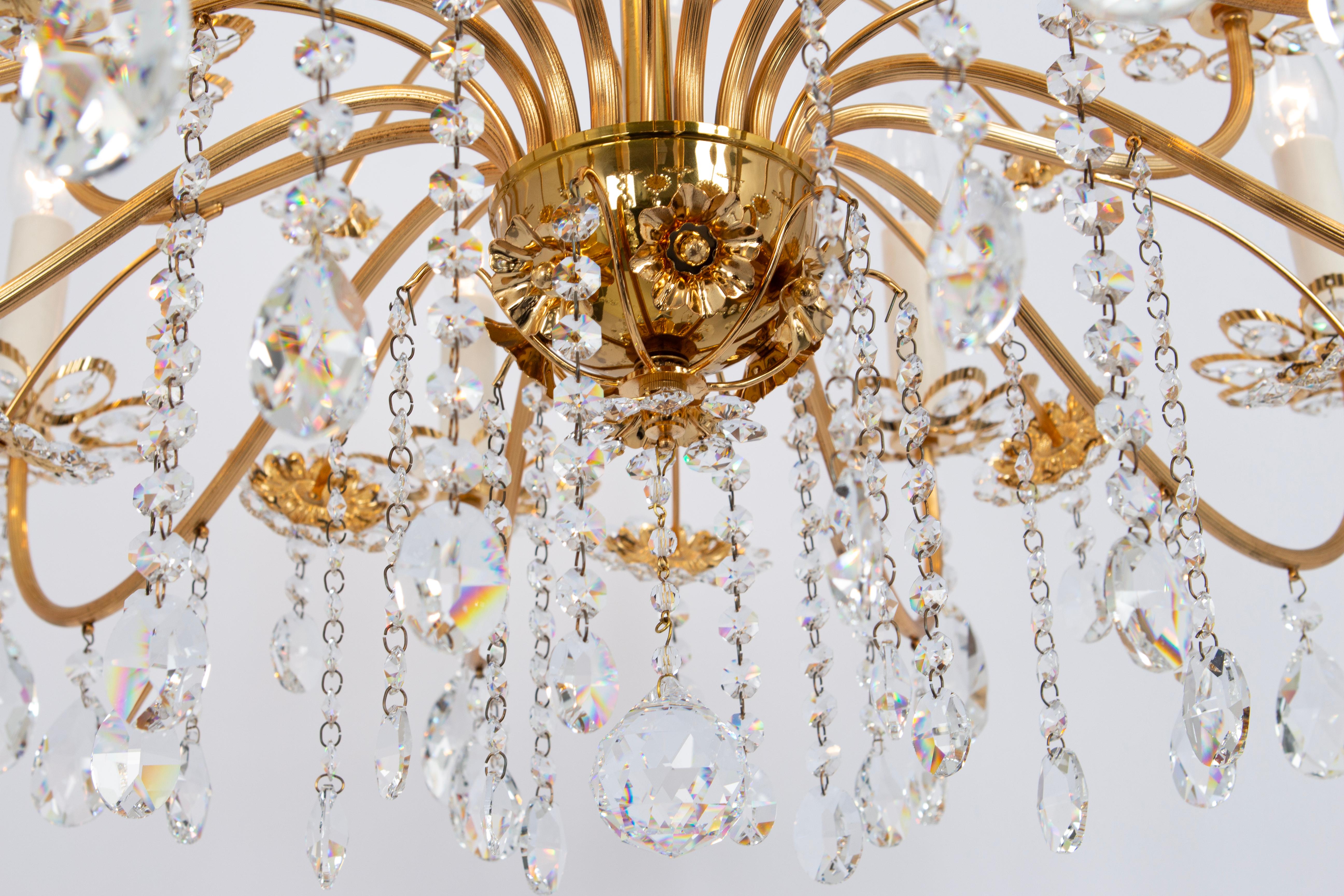 Grande lampadario a forma di fiore in ottone dorato di Palwa, Germania, anni '70 in vendita 4