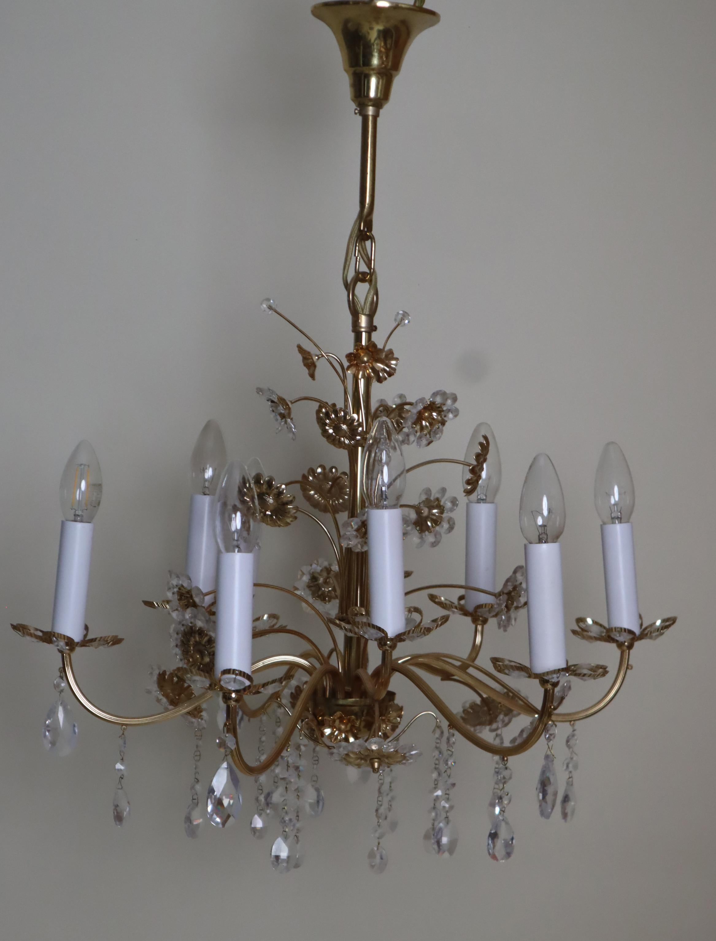 Grande lampadario a forma di fiore in ottone dorato di Palwa, Germania, anni '70 in vendita 4