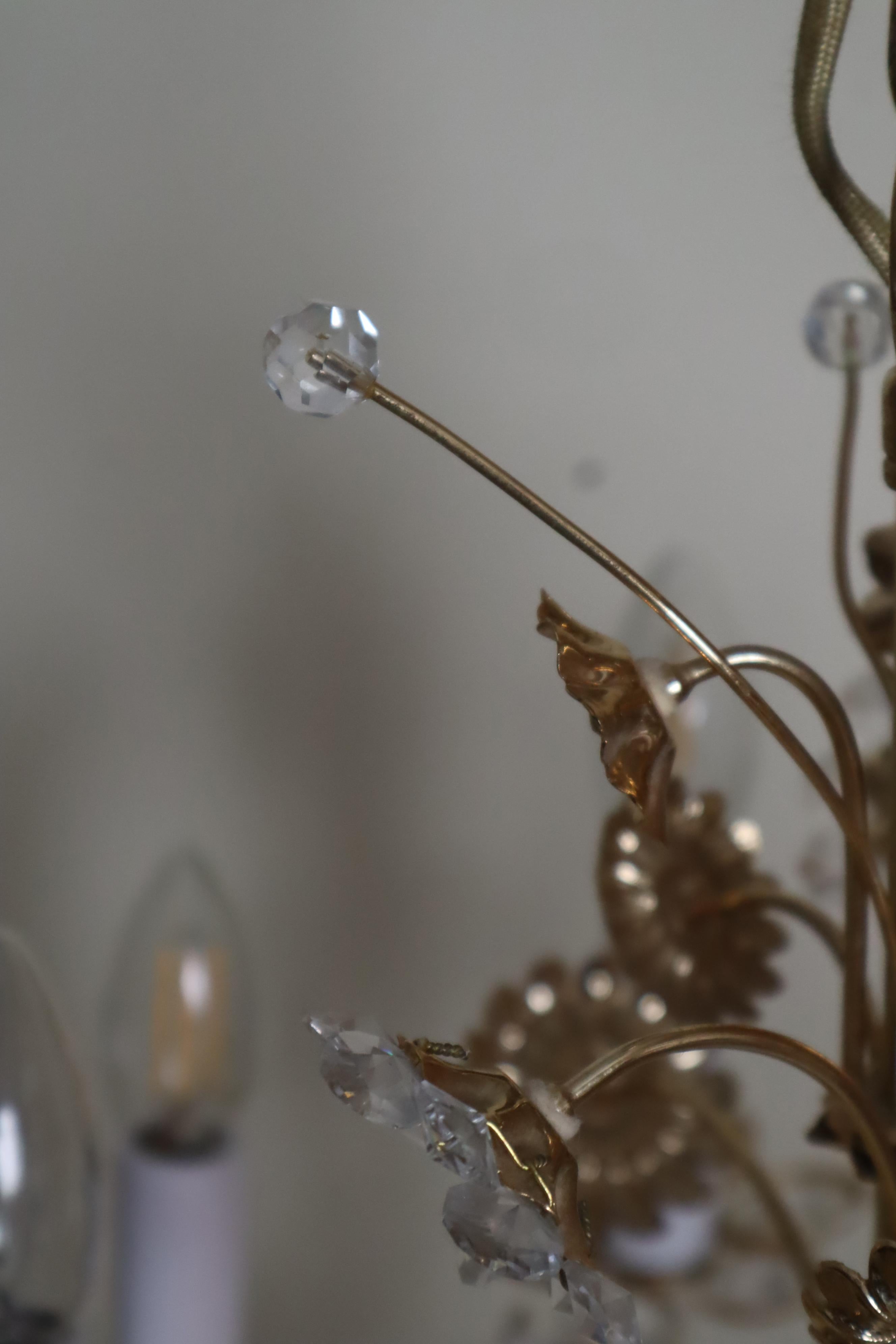 Grande lampadario a forma di fiore in ottone dorato di Palwa, Germania, anni '70 in vendita 7