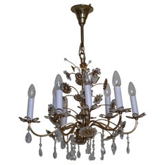 Large Gilt Brass Flower Shape Chandelier by Palwa, Germany, 1970s