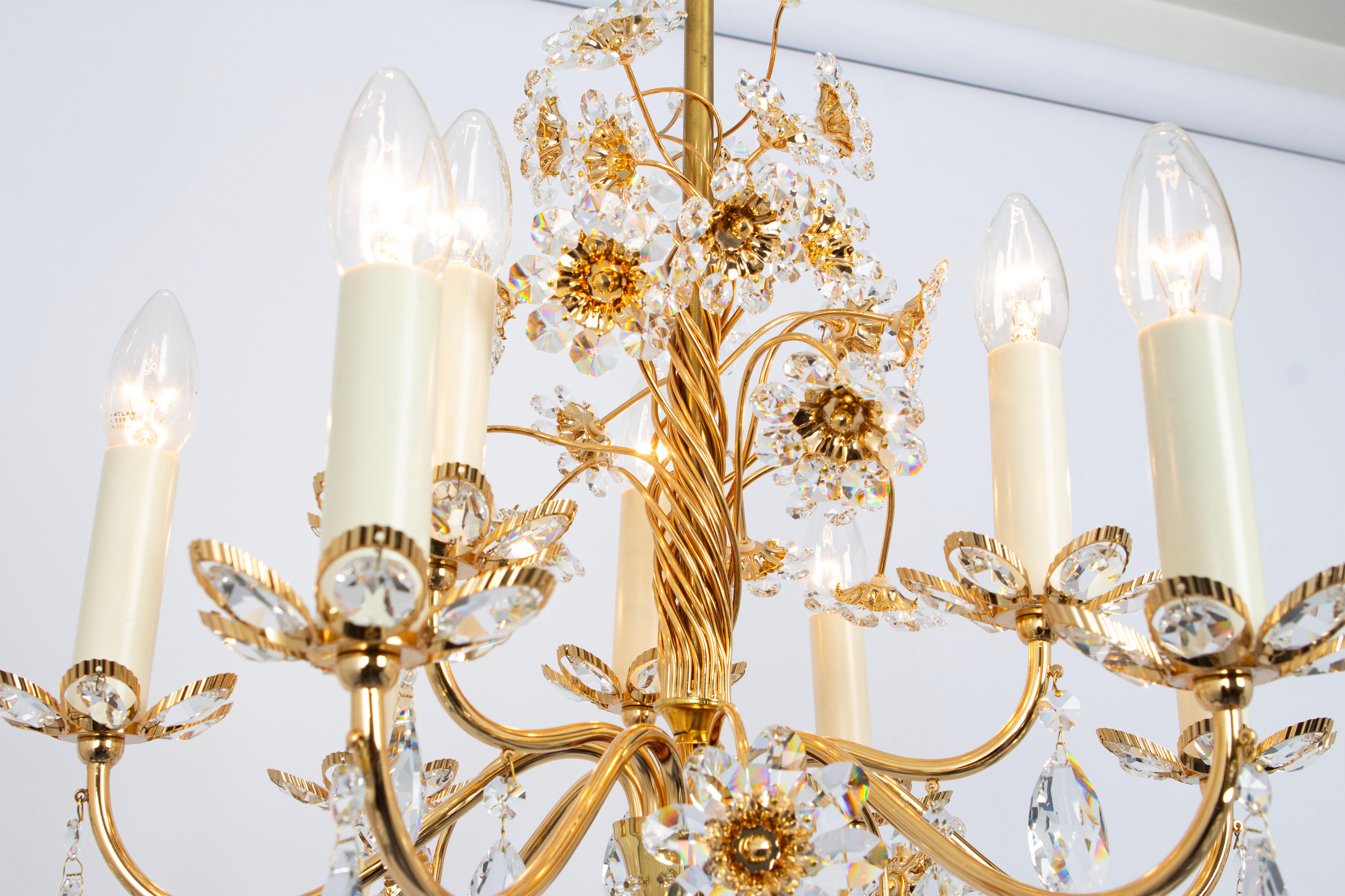Grande lampadario a forma di fiore in ottone dorato di Palwa, Germania, anni '70 In condizioni buone in vendita a Aachen, NRW