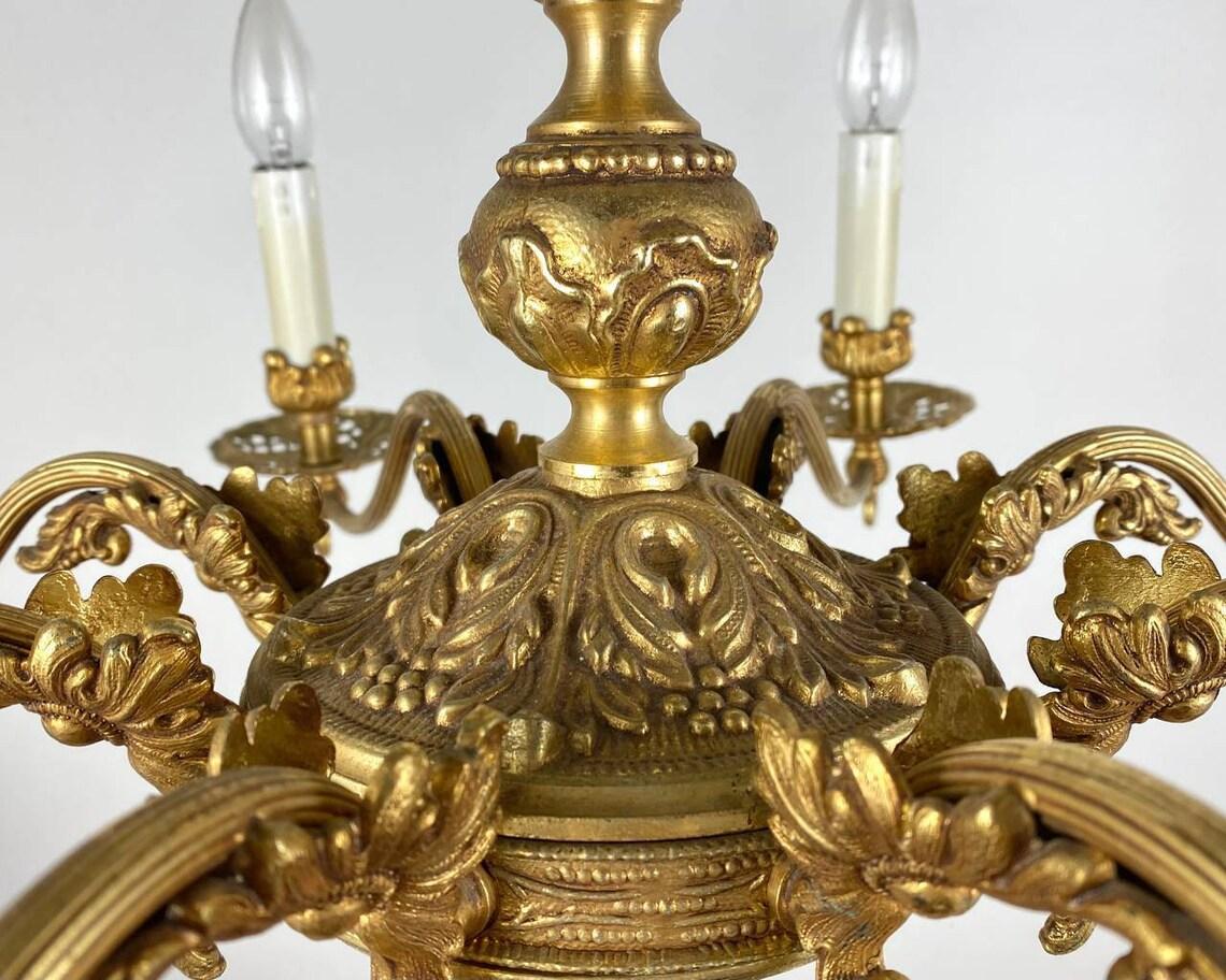 Late 20th Century Large Gilt Brass French Chandelier, 1970s