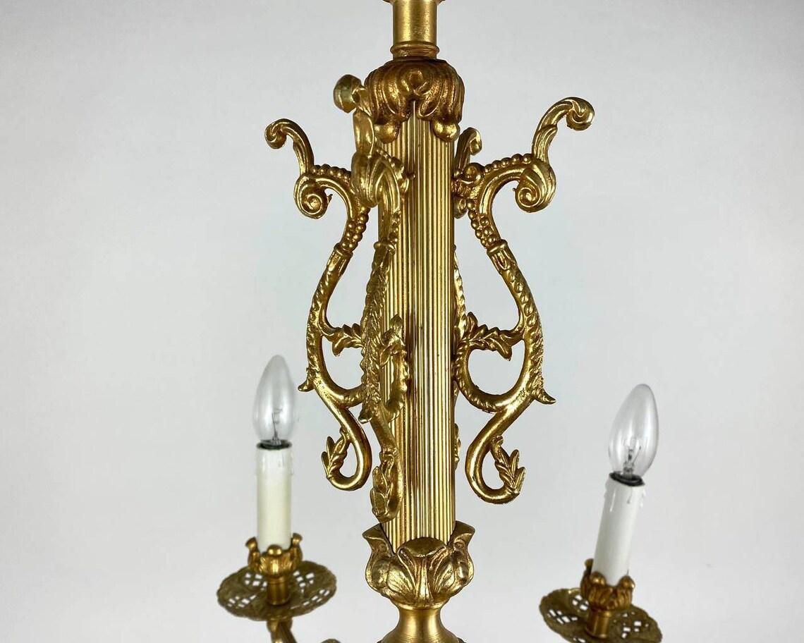 Large Gilt Brass French Chandelier, 1970s 2