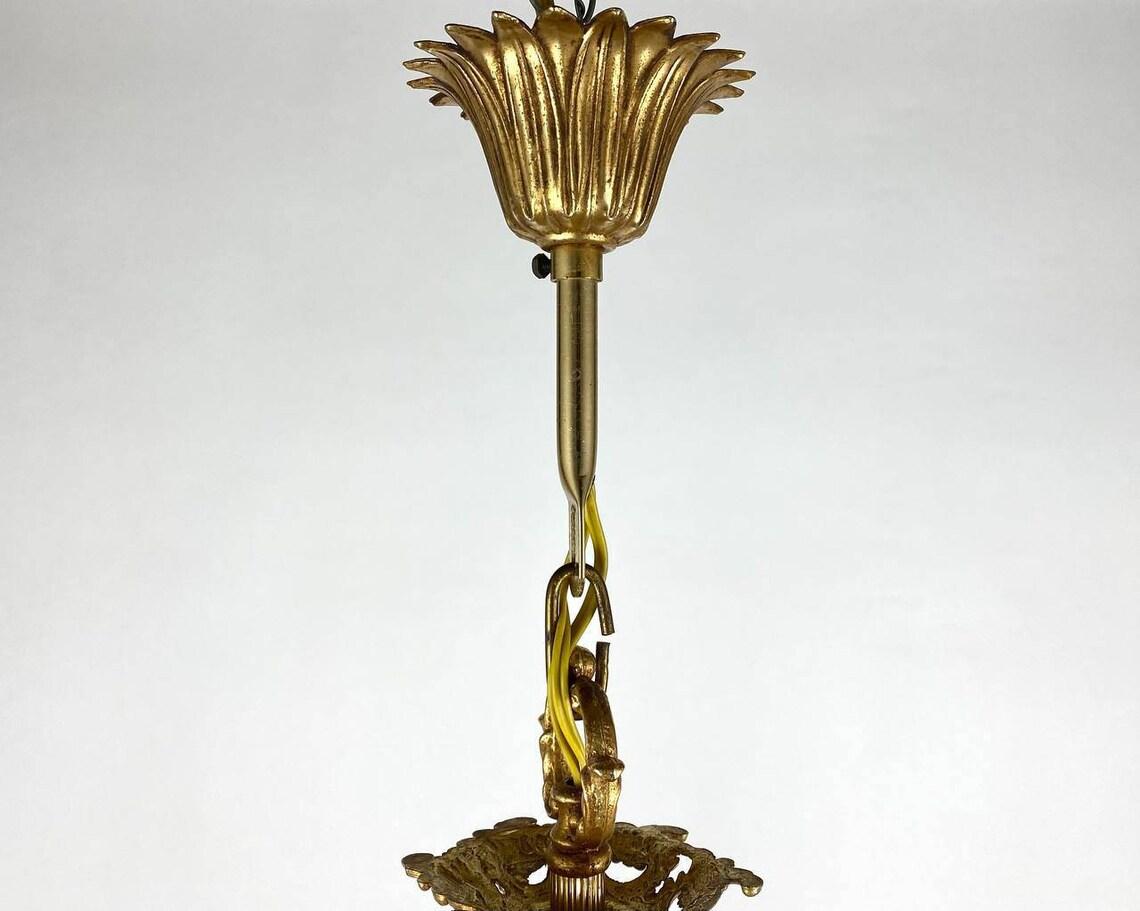 Large Gilt Brass French Chandelier, 1970s 3