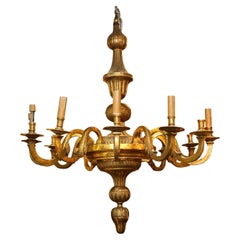 Large Antique French Neoclassical Gilt Bronze 12-Light Chandelier