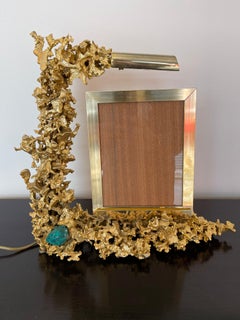 Grande cornice per lampada in bronzo dorato e diottasi di Boeltz, Francia, anni '70