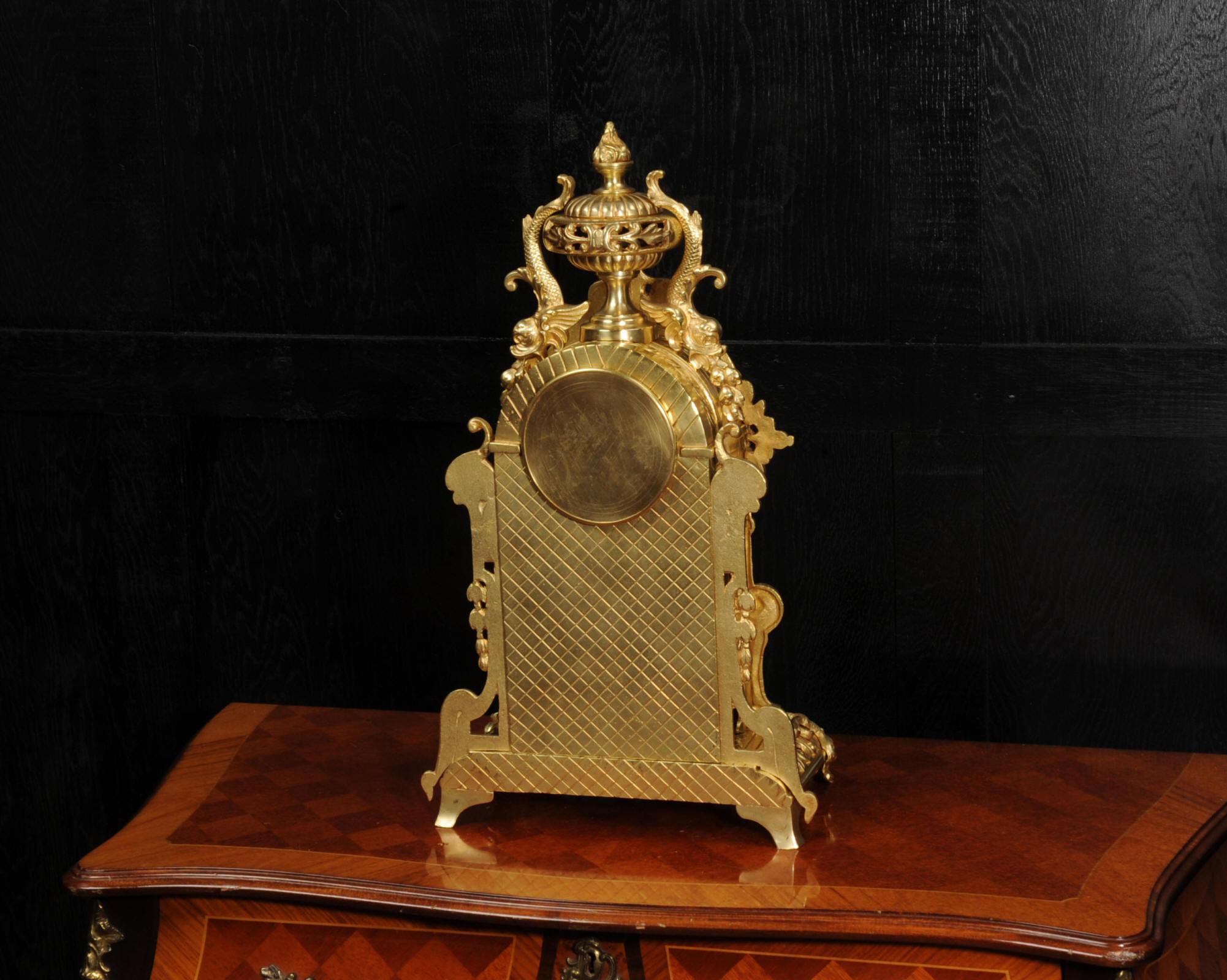 Large Gilt Bronze Antique French Baroque Clock by Louis Japy 11