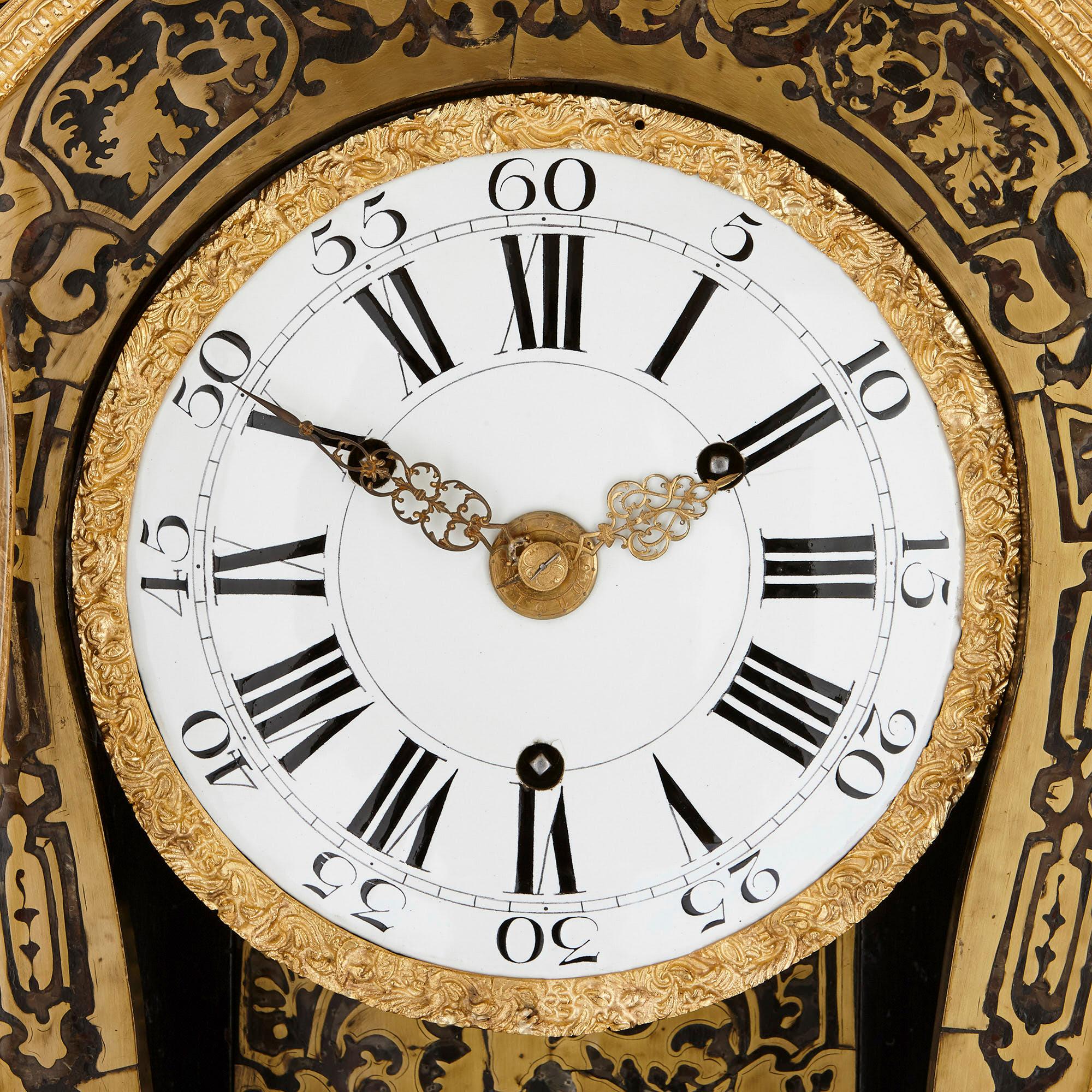 Louis XIV Large Gilt Bronze Boulle Wall Clock For Sale