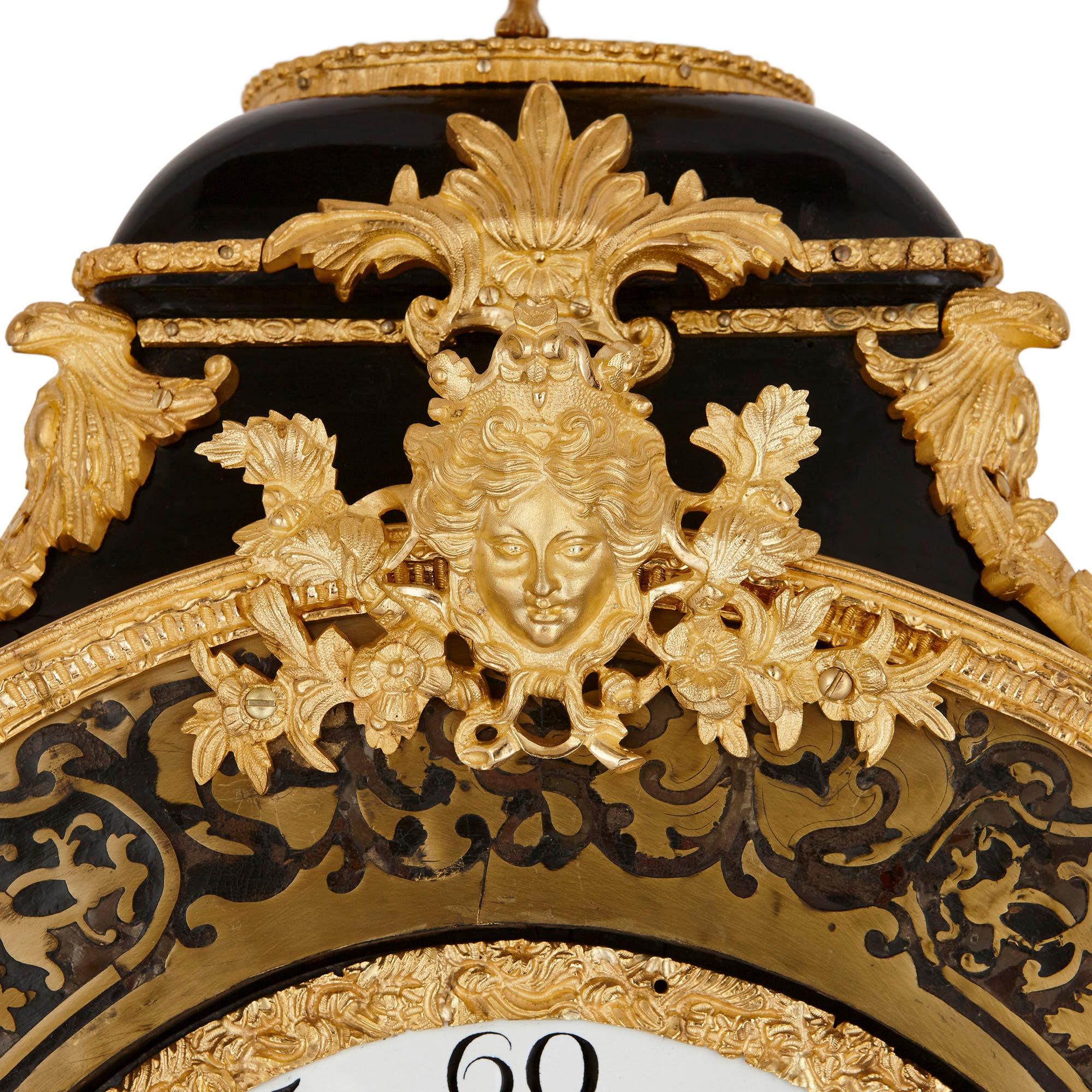 Large Gilt Bronze Boulle Wall Clock In Good Condition For Sale In London, GB