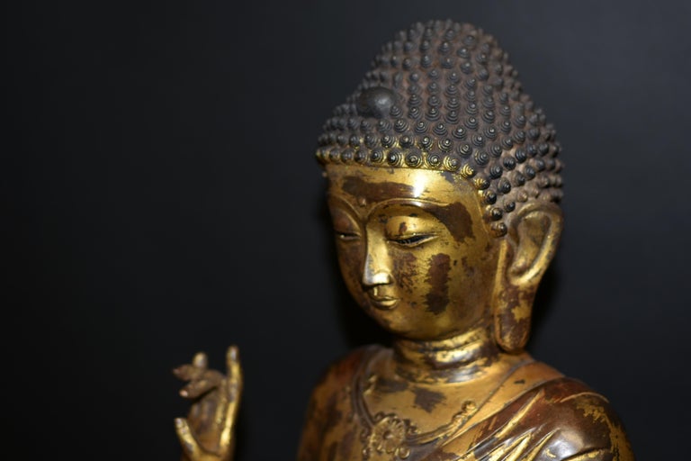 Large Gilt Bronze Buddha Young Shakyimuni Statue 29 lb  For Sale 4