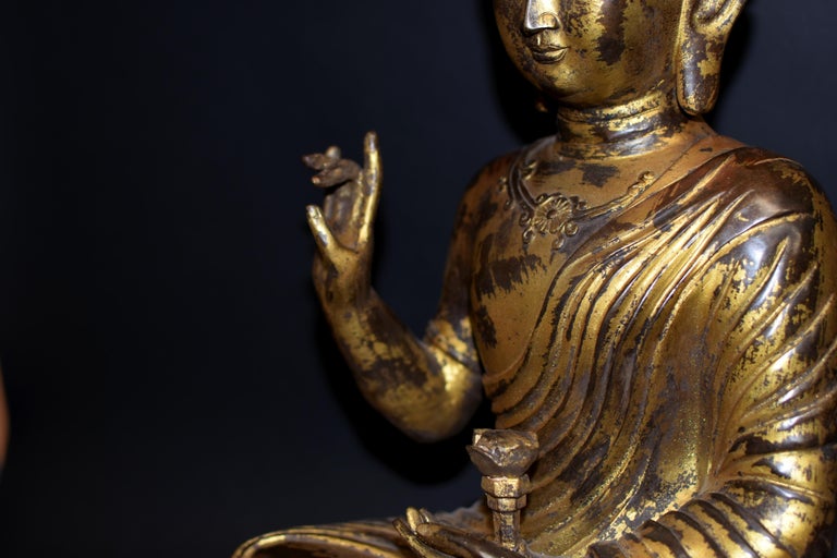 Large Gilt Bronze Buddha Young Shakyimuni Statue 29 lb  For Sale 5