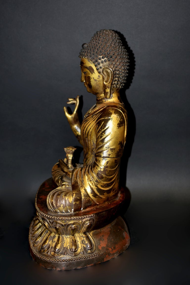 Large Gilt Bronze Buddha Young Shakyimuni Statue 29 lb  For Sale 7