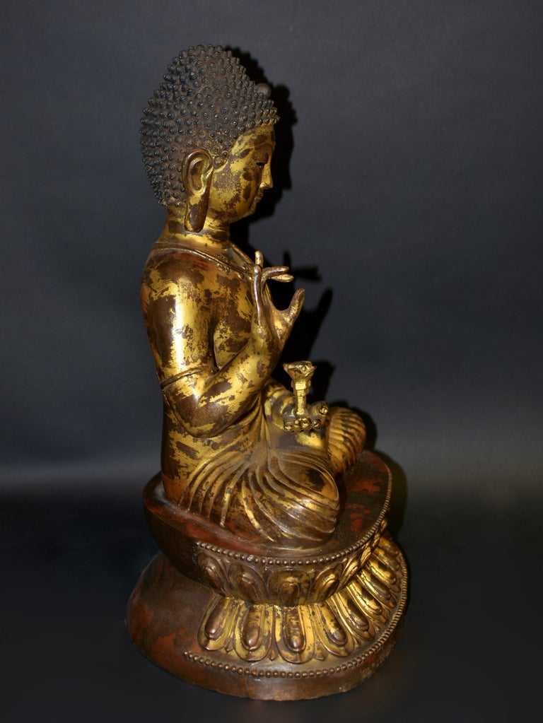 Large Gilt Bronze Buddha Young Shakyimuni Statue 29 lb  For Sale 10