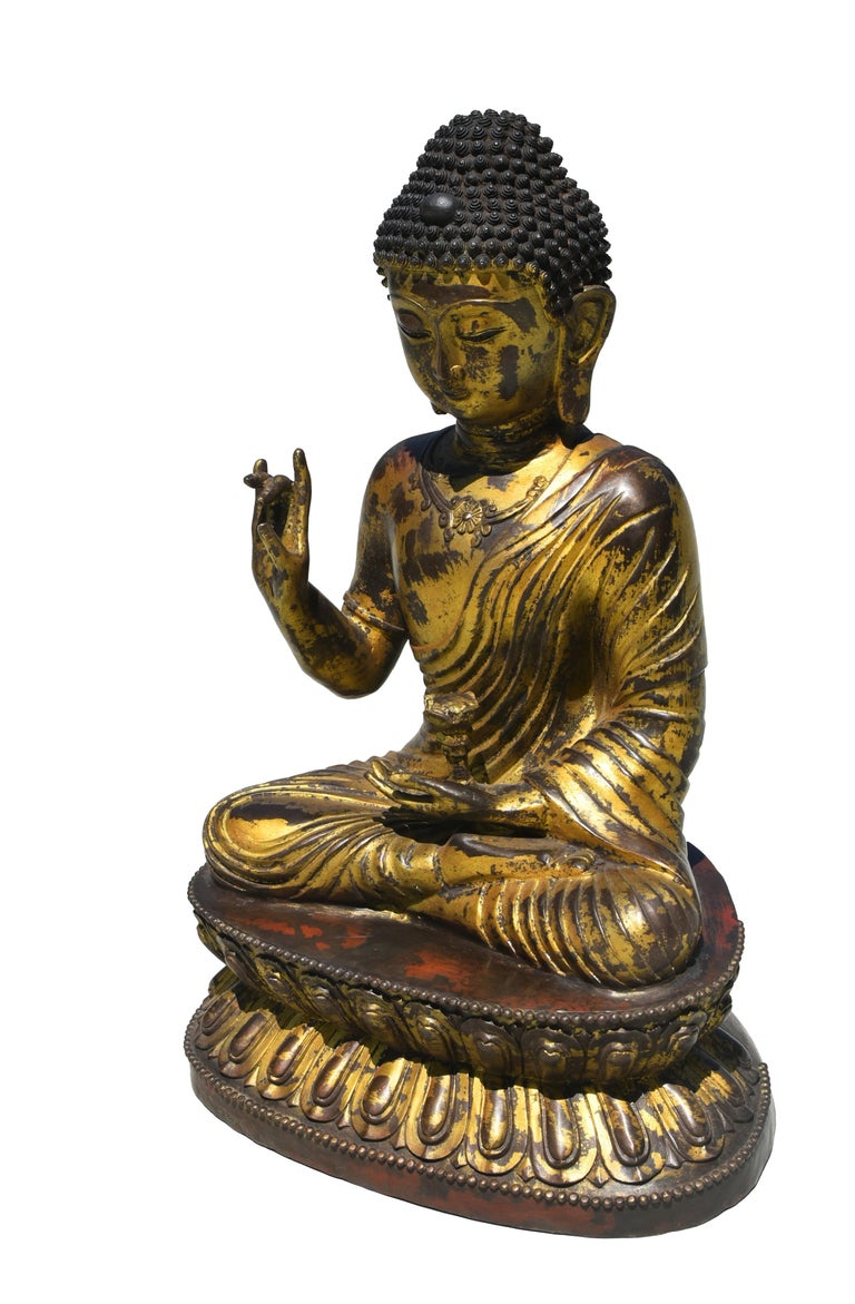 Large Gilt Bronze Buddha Young Shakyimuni Statue 29 lb  For Sale 12